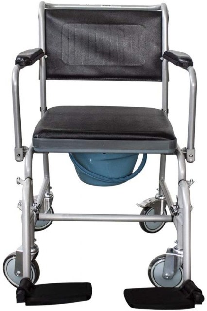 Mobiclinic, Ancla, Silla de WC con Ruedas, Silla de Inodoro para minusválidos, discapacitados, Ancianos, Plegable, Reposabrazos, Asiento ergonómico, Conteras Antideslizantes, Gris