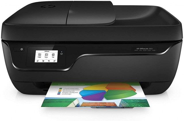 HP OfficeJet 3831 - Impresora multifunción (imprime, copia, escanea, WiFi, 512 MB, 600 x 300 DPI, 1200 x 1200 DPI, A4, 216 x 297 mm)