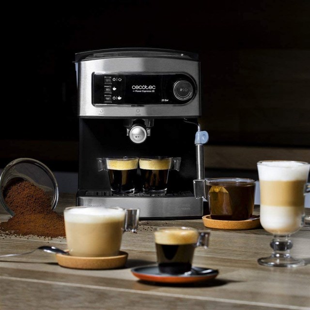 Cecotec Power Espresso 20 - Cafetera, Acero inoxidable, Depósito de 1,5 L, 850 W, Acero / Negro [Clase de eficiencia energética A]