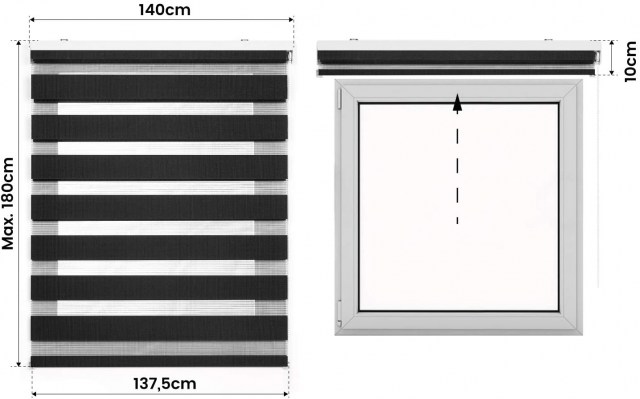 STORESDECO Estor Noche y Día, Estor Enrollable con Doble Tejido para Ventanas y Puertas (Gris,140 cm x 180 cm)