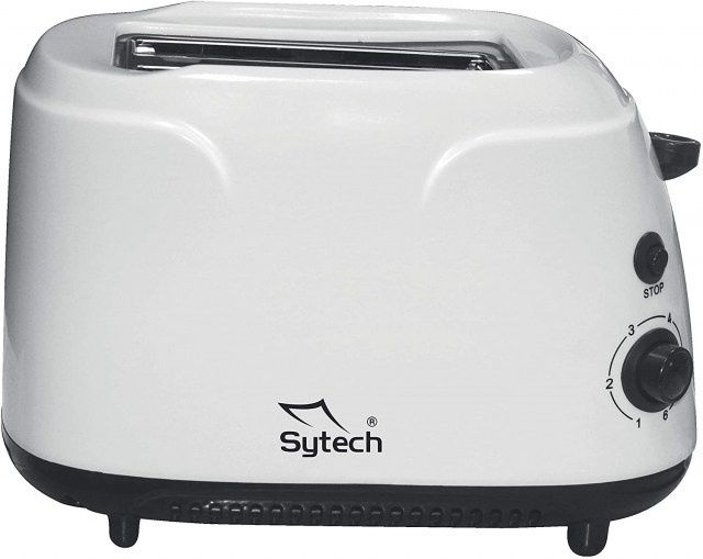 Sytech SY-TS40- Tostadora de 2 compartimientos para 2 rebanadas de pan, 700W, Blanco