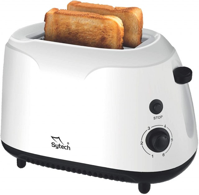 Sytech SY-TS40- Tostadora de 2 compartimientos para 2 rebanadas de pan, 700W, Blanco