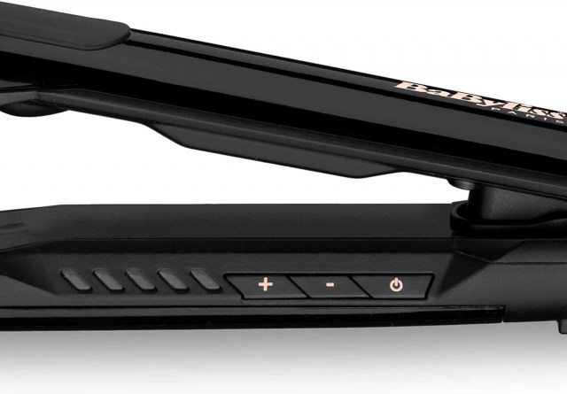 BaByliss ST481E Pure Metal Plancha de pelo profesional 2 en 1, alisa y ondula, con efecto TOP COAT, ajustes de temperatura de 150º a 230ºC, función iónica, Negro/ Oro rosa