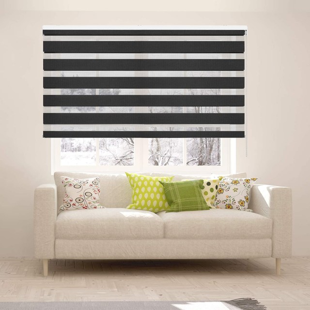 STORESDECO Estor Noche y Día, Estor Enrollable con Doble Tejido para Ventanas y Puertas (Gris,140 cm x 180 cm)