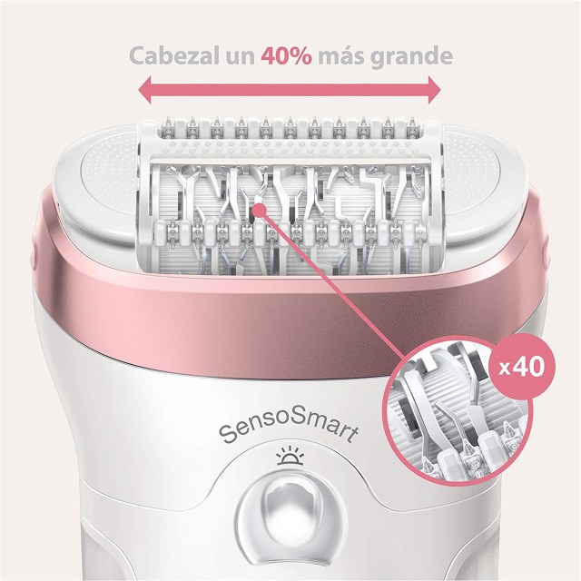 Braun Silk-épil 9 9-890 Depiladora Eléctrica Mujer para Una Depilación Duradera, Incluye Capuchón de Masaje de Alta Frecuencia para Una Depilación Extra Suave, Blanco/Oro Rosa