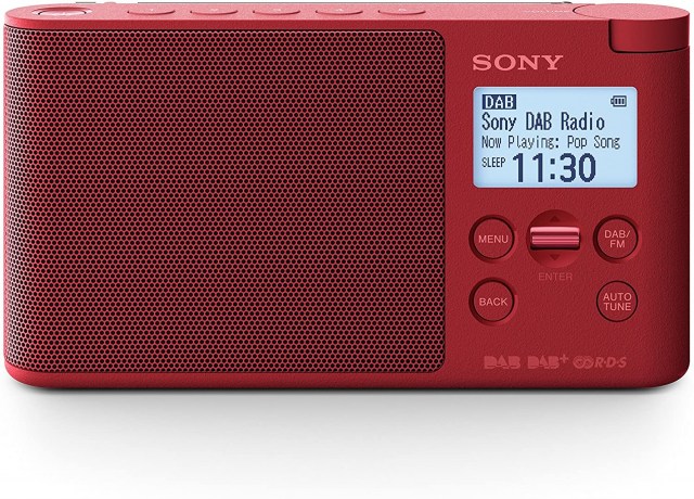 Sony XDRS41DR.EU8 - Radio portátil Digital (Dab/Dab+/FM, Altavoz, 5 presintonías Digitales y 5 analógicas, Pantalla LCD, Temporizador, Adaptador CA) Rojo
